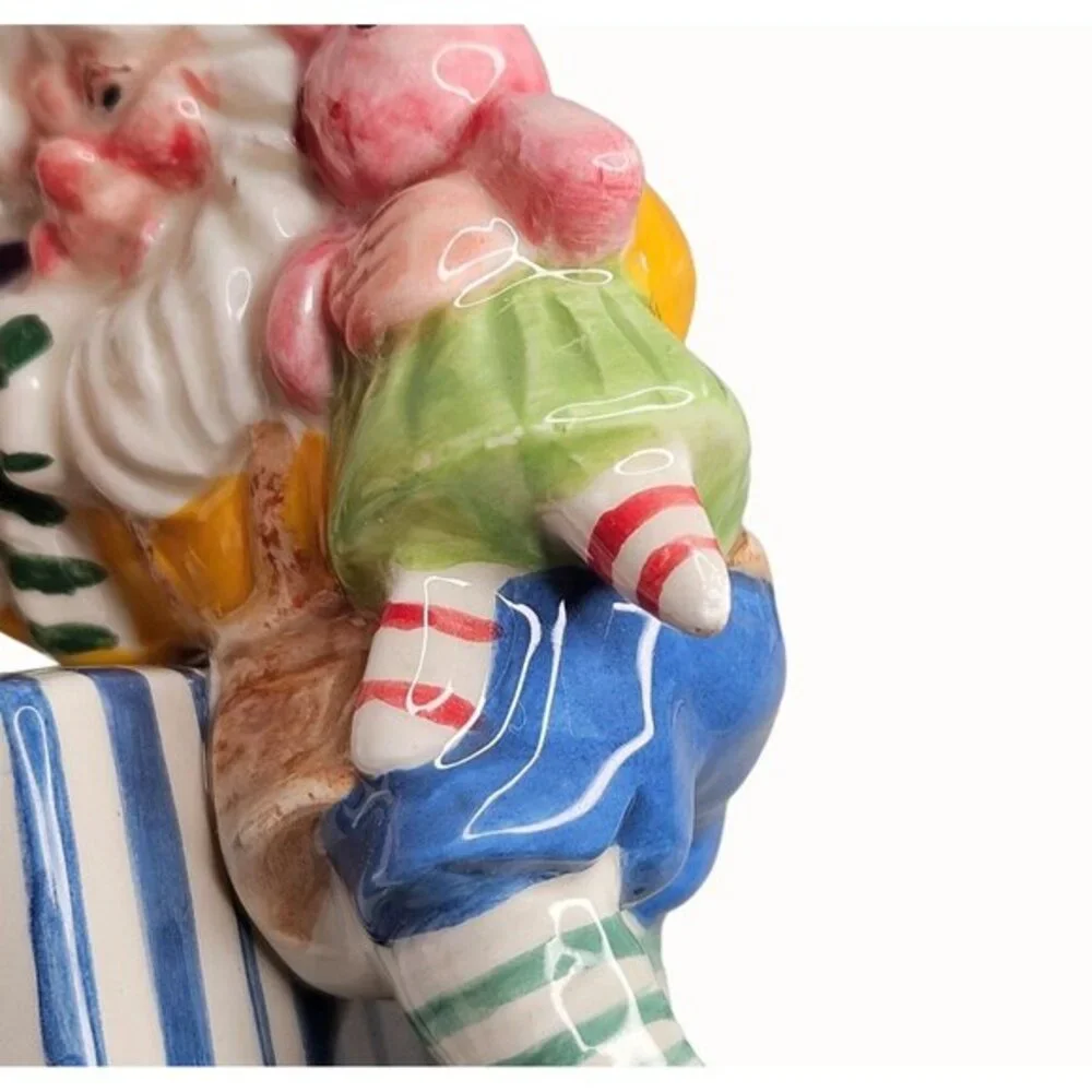 Fitz and Floyd Candy Dish Santa‎ Elf Christmas Ceramic Magic Kingdom Toys READ